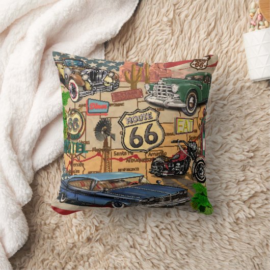 ヴィンテージ66号線懐かしいポスター。 クッション (ブランケット)