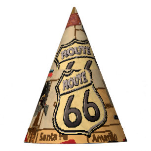 ヴィンテージ66号線懐かしいポスター。 パーティーハット