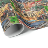 ヴィンテージ66号線懐かしいポスター。 ラッピングペーパー (ロールコーナー)