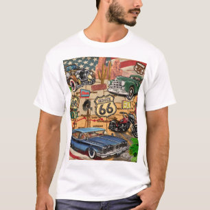 ヴィンテージ66号線懐かしいポスター。 Tシャツ