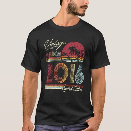 ヴィンテージ6th誕生日2016年3月6歳シャツ tシャツ (正面)
