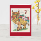 ヴィンテージ7年オールドハッピーバースデーブルロ カード (黄色い花)