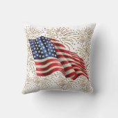 ヴィンテージ7月アメリカ米国の旗および4日の花火 クッション (裏面)