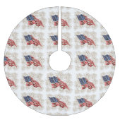 ヴィンテージ7月アメリカ米国の旗および4日の花火 ブラッシュドポリエステルツリースカート (正面)