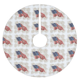 ヴィンテージ7月アメリカ米国の旗および4日の花火 ブラッシュドポリエステルツリースカート