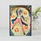 ヴィンテージ7月4日お祝い- – アンクルサム カード (スタンド正面)