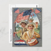 ヴィンテージ7月4日お祝い ポストカード (正面/裏面)