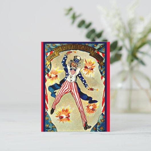 ヴィンテージ7月4日お祝い ポストカード (スタンド正面)
