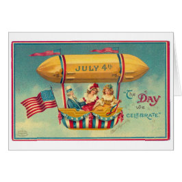 ヴィンテージ7月4日の独立記念日の飛行船カード