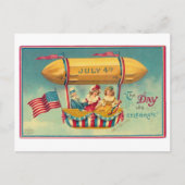 ヴィンテージ7月4日の独立記念日の飛行船カード ポストカード (正面)