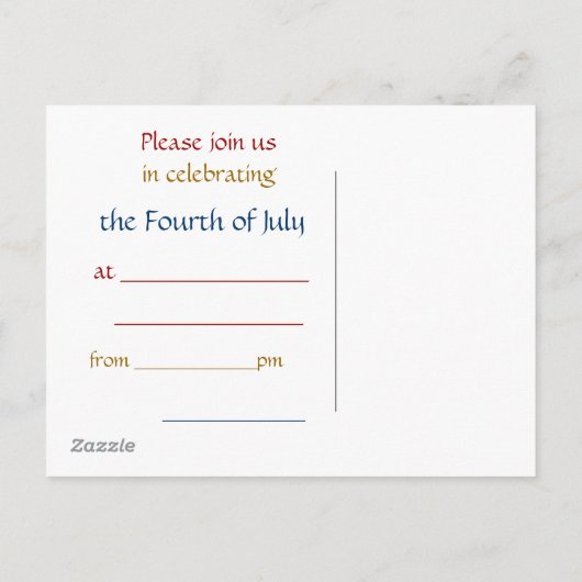 ヴィンテージ7月4日はがき招待状 インビテーションポストカード (裏面)