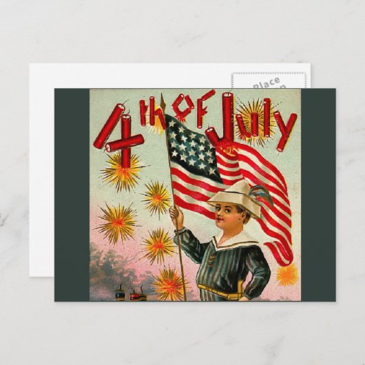 ヴィンテージ7月4日はがき ポストカード (正面/裏面)