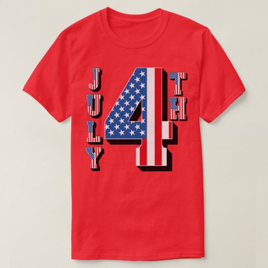 ヴィンテージ7月4日アメリカ国旗の文字 Tシャツ (デザイン正面)
