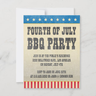 ヴィンテージ7月4日アメリカBBQパーティー 招待状