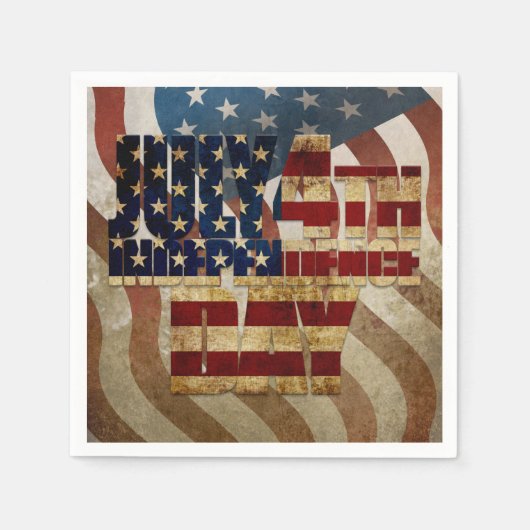 ヴィンテージ7月4日インディペンデンスデイデザイン スタンダードカクテルナプキン (正面)