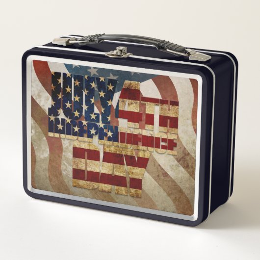 ヴィンテージ7月4日インディペンデンスデイデザイン メタルランチボックス (正面)