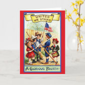 ヴィンテージ7月4日グリーティングカード カード (黄色い花)