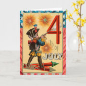 ヴィンテージ7月4日グリーティングカード カード (黄色い花)