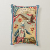 ヴィンテージ7月4日サムおじさんと花火 アクセントクッション (裏面(縦))