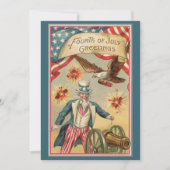 ヴィンテージ7月4日サムおじさんと花火 カード (正面)