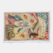 ヴィンテージ7月4日サムおじさんと花火 キッチンタオル (横)