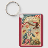 ヴィンテージ7月4日サムおじさんと花火 キーホルダー (正面)