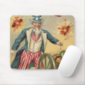 ヴィンテージ7月4日サムおじさんと花火 マウスパッド (マウス)