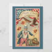 ヴィンテージ7月4日サムおじさんと花火 招待状 (正面)