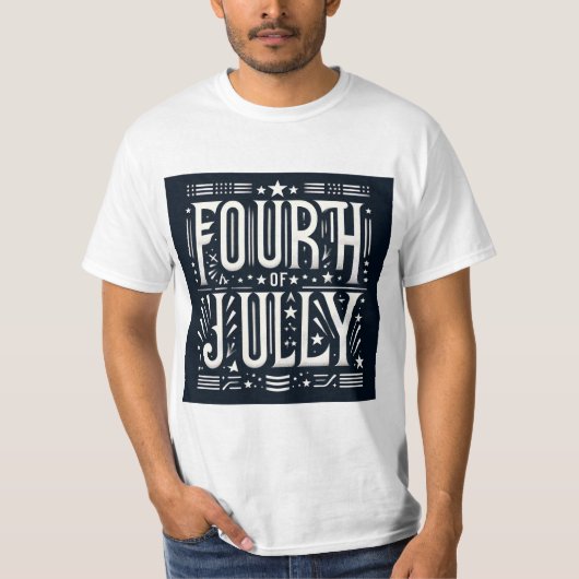 ヴィンテージ7月4日タイポグラフィ Tシャツ (正面)