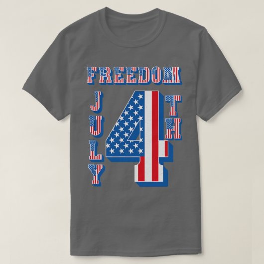 ヴィンテージ7月4日フリーダムアメリカ国旗の文字 Tシャツ (デザイン正面)
