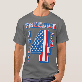 ヴィンテージ7月4日フリーダムアメリカ国旗の文字 Tシャツ