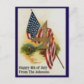 ヴィンテージ7月4日愛国国旗の名前をカスタムする ポストカード (正面)