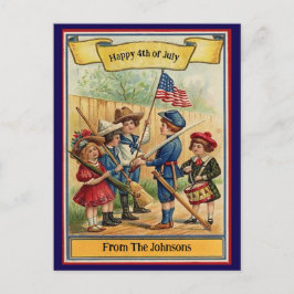 ヴィンテージ7月4日愛国的名前をカスタムする ポストカード