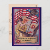 ヴィンテージ7月4日愛国的名前をカスタムする ポストカード (正面/裏面)