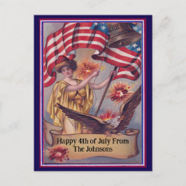 ヴィンテージ7月4日愛国的名前をカスタムする ポストカード