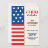ヴィンテージ7月4日赤白青米国国旗 招待状 (正面)