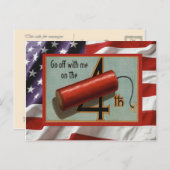 ヴィンテージ7月4日、お祝い、爆竹 インビテーションポストカード (正面/裏面)