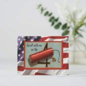 ヴィンテージ7月4日、お祝い、爆竹 インビテーションポストカード (スタンド正面)