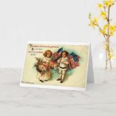 ヴィンテージ7月4日 カード (黄色い花)