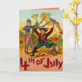 ヴィンテージ7月4日 カード (黄色い花)