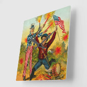 ヴィンテージ7月4日 スクエア壁時計 (傾斜)