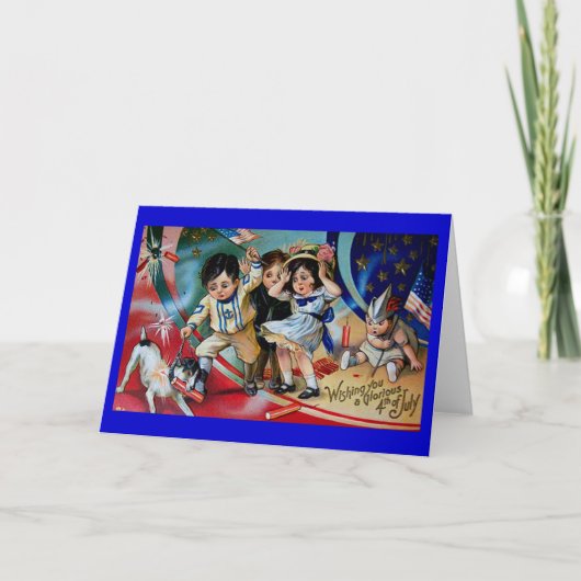 ヴィンテージ7月4日（金）グリーティングカード7 カード (正面)