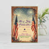 ヴィンテージ7月4日BBQパーティの招待状 招待状 (スタンド正面)