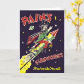 ヴィンテージ7月4日Fireworksグリーティングカード カード (黄色い花)