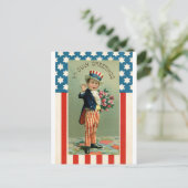 ヴィンテージ7月4日Young Uncle Sam ポストカード (スタンド正面)