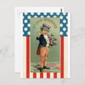 ヴィンテージ7月4日Young Uncle Sam ポストカード (正面/裏面)