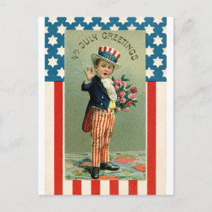 ヴィンテージ7月4日Young Uncle Sam ポストカード