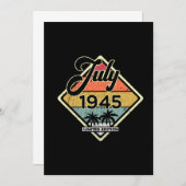ヴィンテージ7月75年1945年75誕生日ギフト 招待状 (正面/裏面)