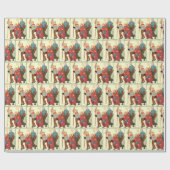 ヴィンテージ70年代のクリスマスラッピング紙 ラッピングペーパー (フラット)