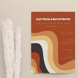 ヴィンテージ70年代の抽象芸術波がオレンジ結婚色 招待状